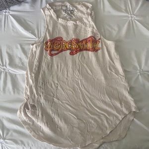 Distressed Cream Aerosmith Tank Top